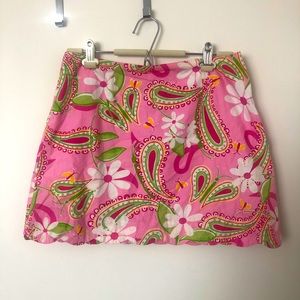 Lilly Pulitzer Pink Floral Paisley Skirt Size 6